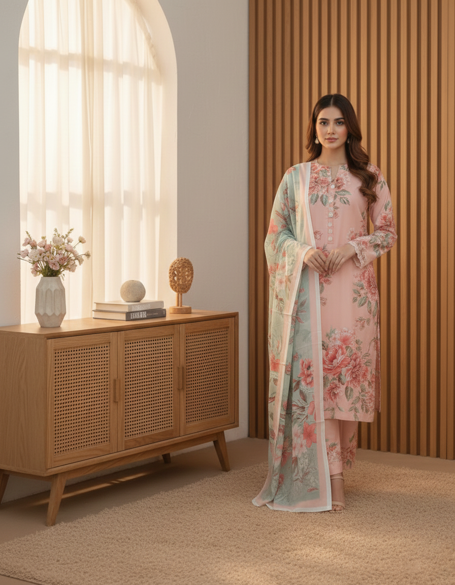 BAROQUE – Digital Khaddar Printed 3-Piece Suit