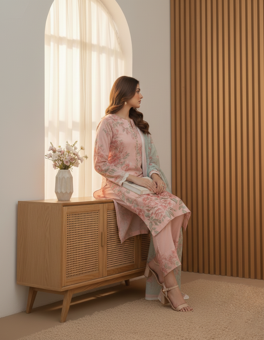 BAROQUE – Digital Khaddar Printed 3-Piece Suit