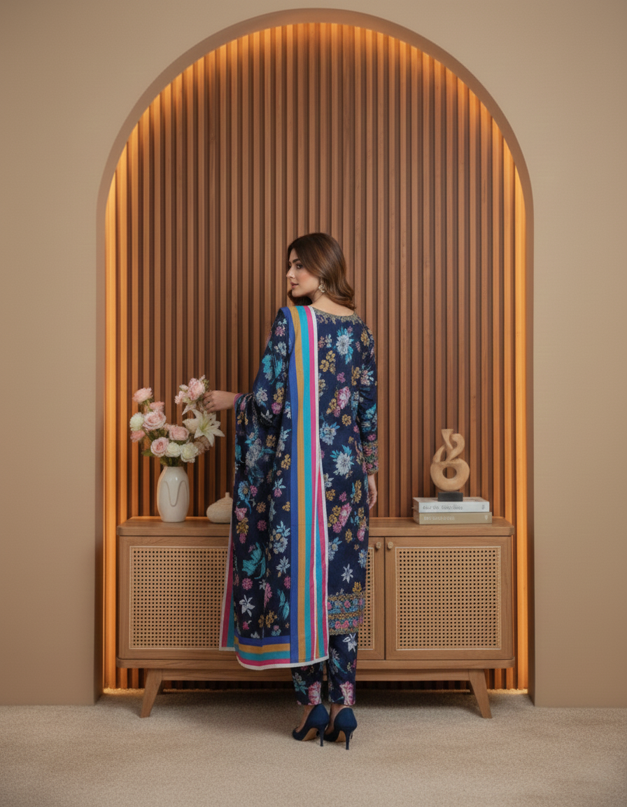 BAROQUE – Digital Khaddar Winter Collection 3Pc Suit