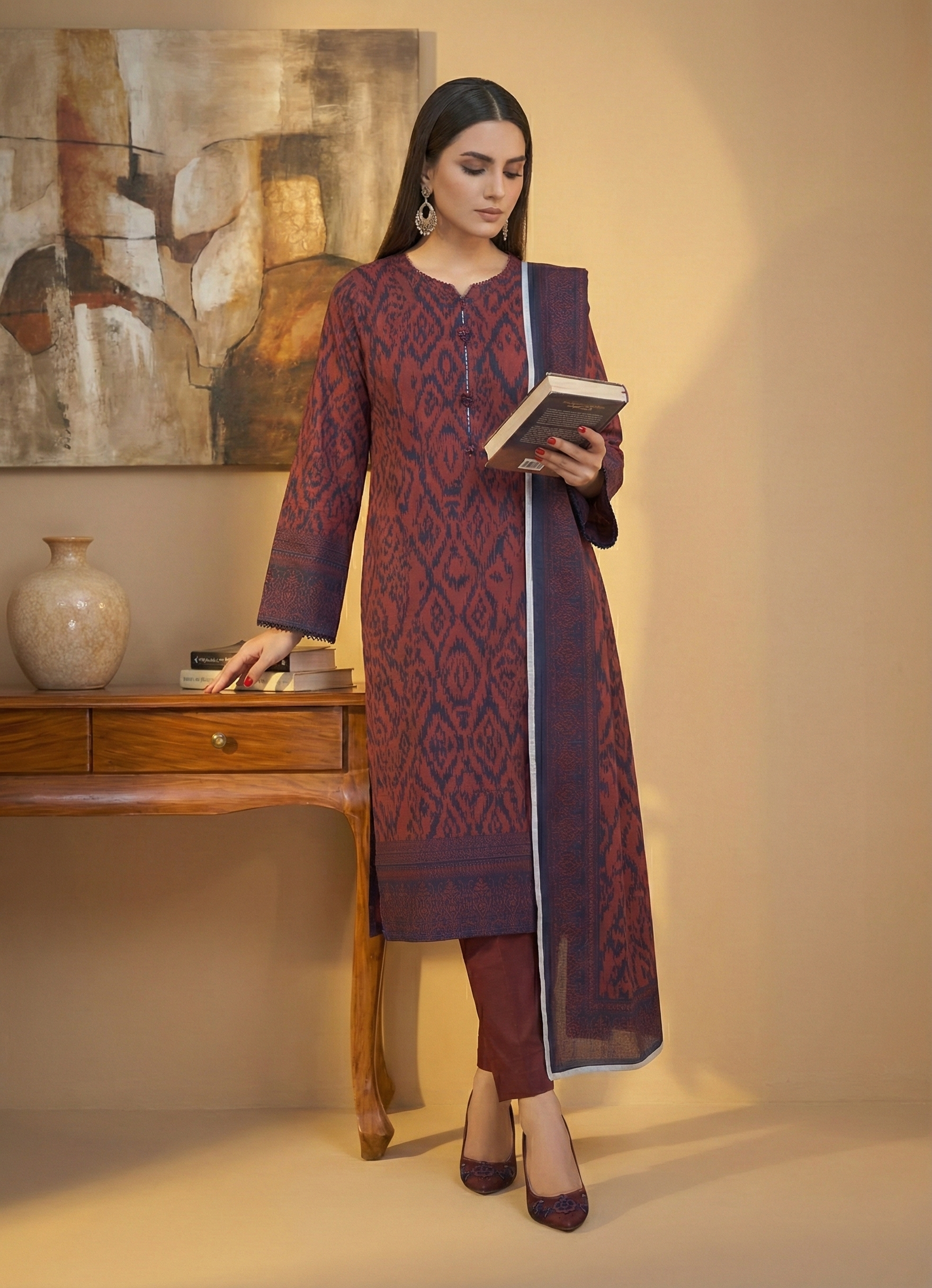 BAROQUE – Digital Khaddar Unstitched Winter Suit (3Pc)