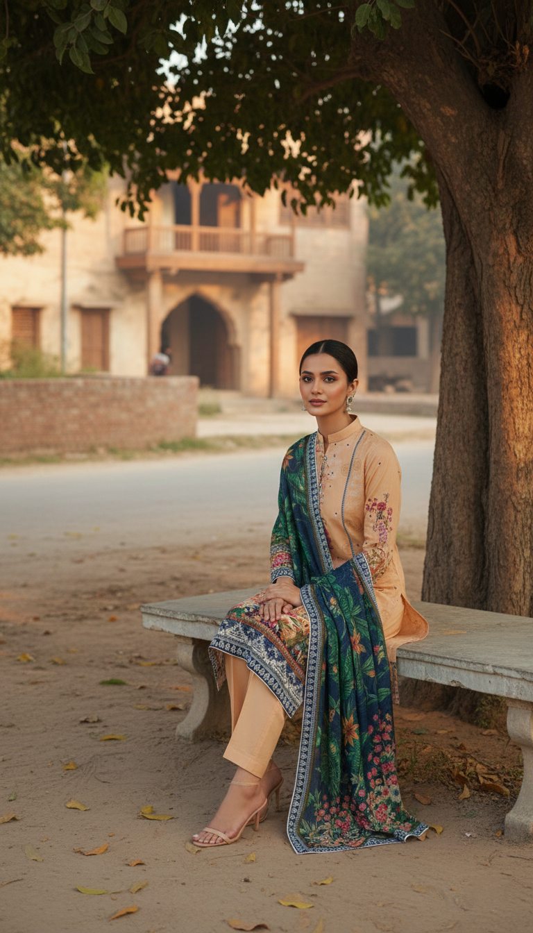 SAPPHIRE POP – Printed Khaddar 3-Piece Unstitched Suit