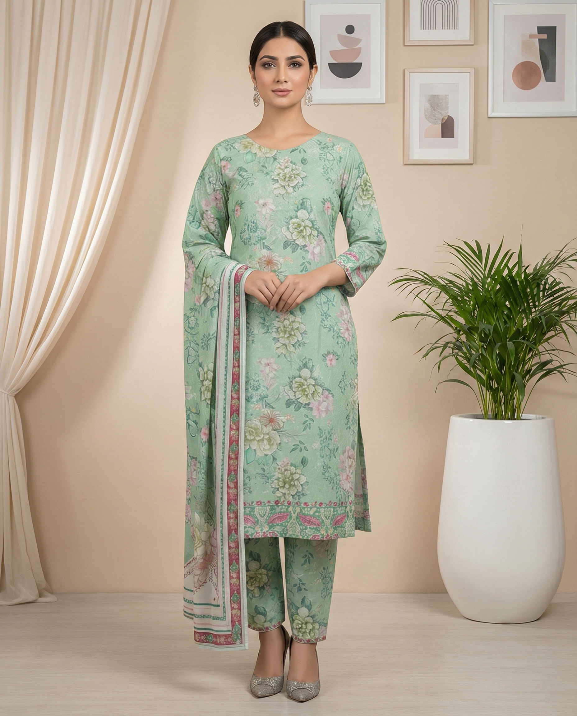 BAROQUE – Digital Khaddar 3-Piece Unstitched Suit