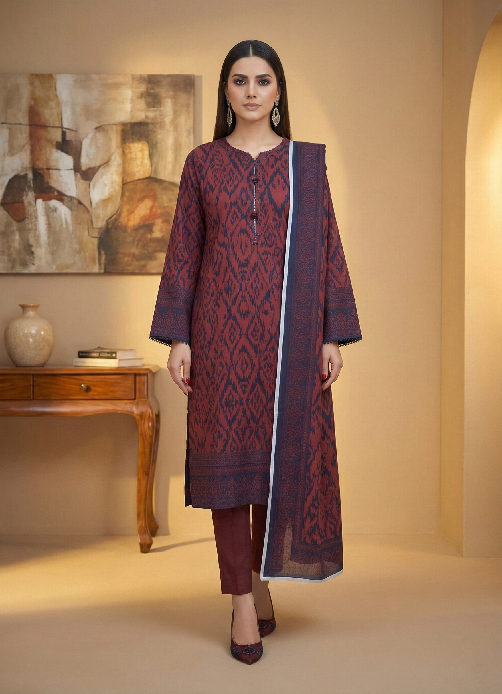 BAROQUE – Digital Khaddar Unstitched Winter Suit (3Pc)