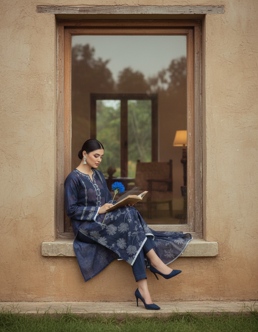 BAROQUE – Winter Digital Khaddar 3Pc Unstitched Dress