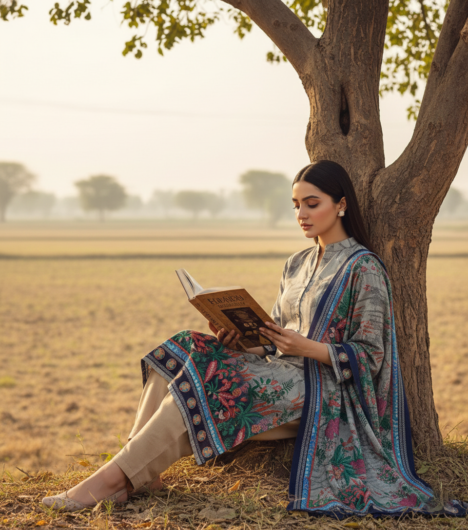 SAPPHIRE POP – Winter Printed Khaddar Suit (3Pc)