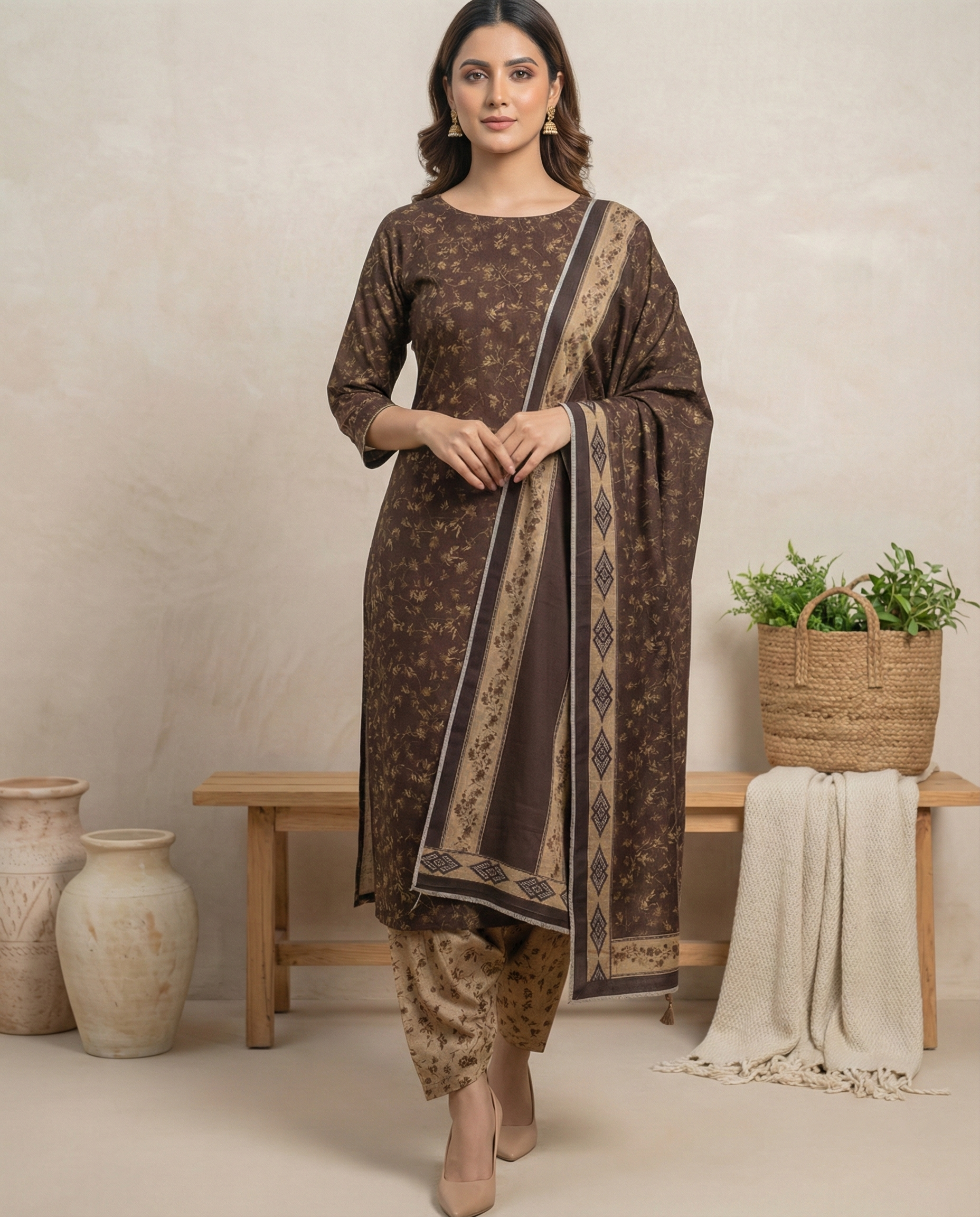 BAROQUE – Digital Printed Airjet Dhanak 3-Piece Unstitched Suit