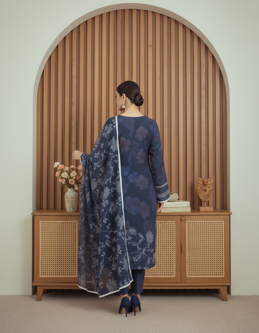 BAROQUE – Winter Digital Khaddar 3Pc Unstitched Dress