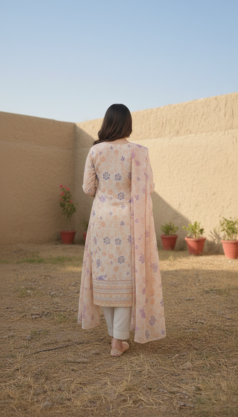 SAYA – Premium Printed Cotton Khaddar 3-Piece Suit