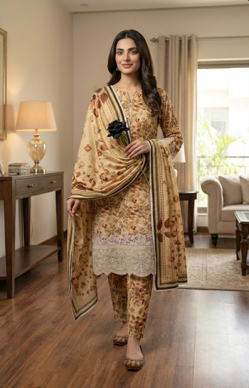 BONANZA NAAZ – Premium Embroidered Winter Suit (3-Piece)
