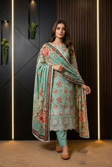 BONANZA NAAZ – Digital Doria Linen Printed Suit (3Pc)